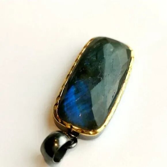 NEW labradorite pendant necklace in Sterling Silver 14k gold vermeil - Picture 8 of 9